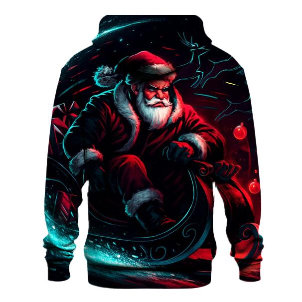 Neon Sleigh Drift Santa printed hoodies
