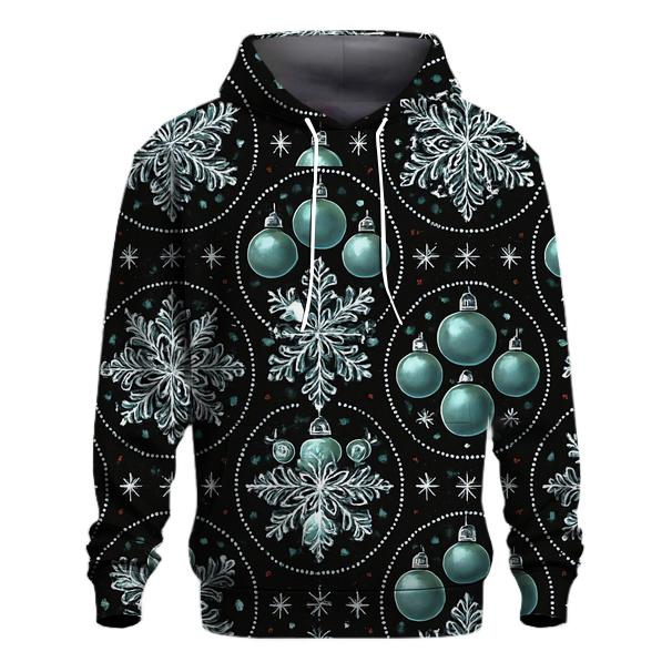Midnight Snowflake And Ornament Medallion Tessellation On Black Background zip-up hoodies