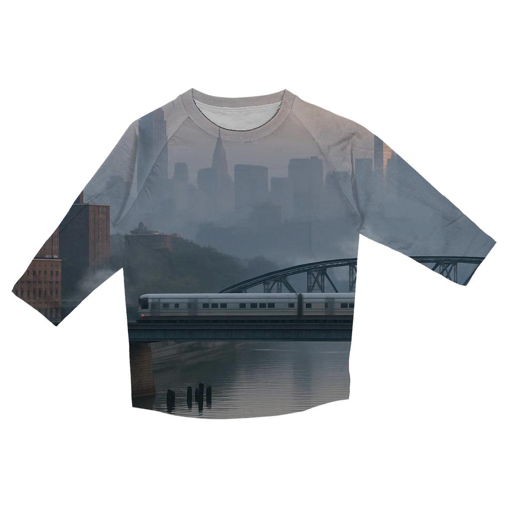 Harlem River Mist Over The Manhattan Skyline cotton quarter sleeve shirts