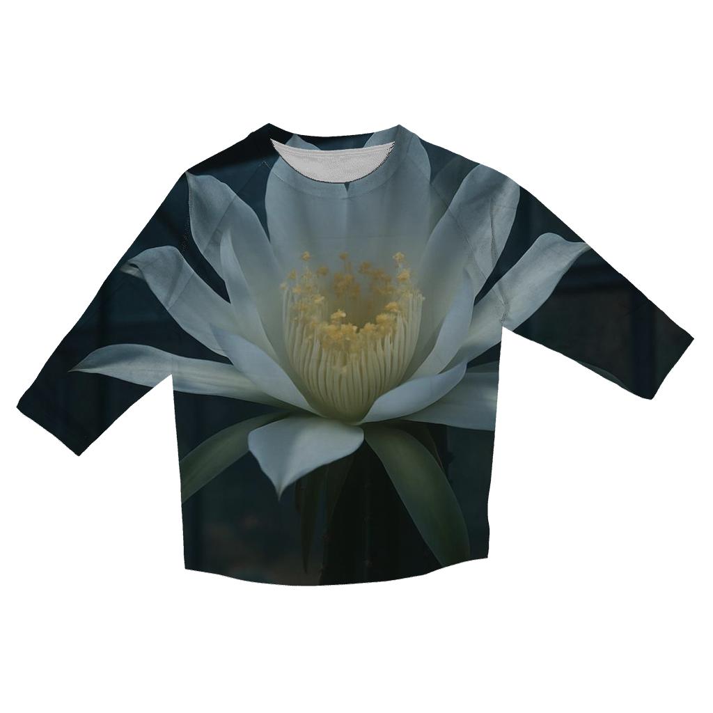 Night Blooming Cereus Opening In A Desert Greenhouse stylish quarter sleeve tops