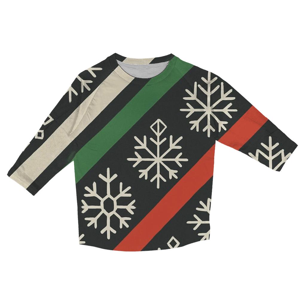 Snowflake Tessellation Candy Stripe Night casual three quarter sleeve shirts