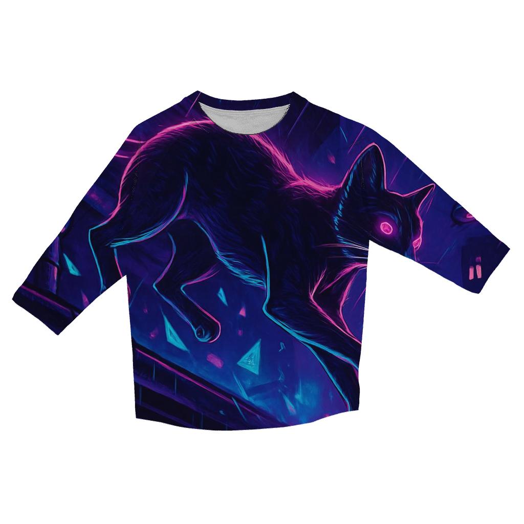 Neon Alley Cipher Cat Courier trendy 3/4 sleeve tops