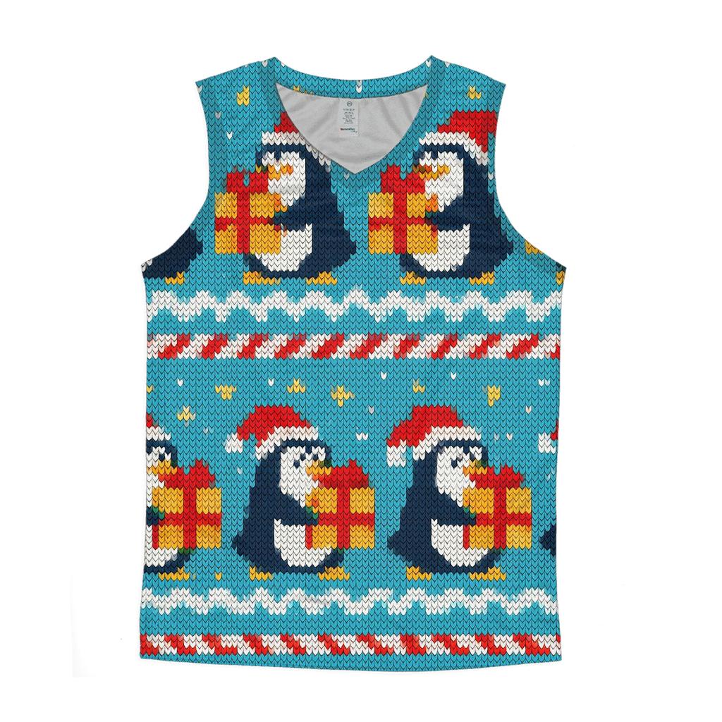 Jolly Penguin Present Parade Design personalized athletic tanks