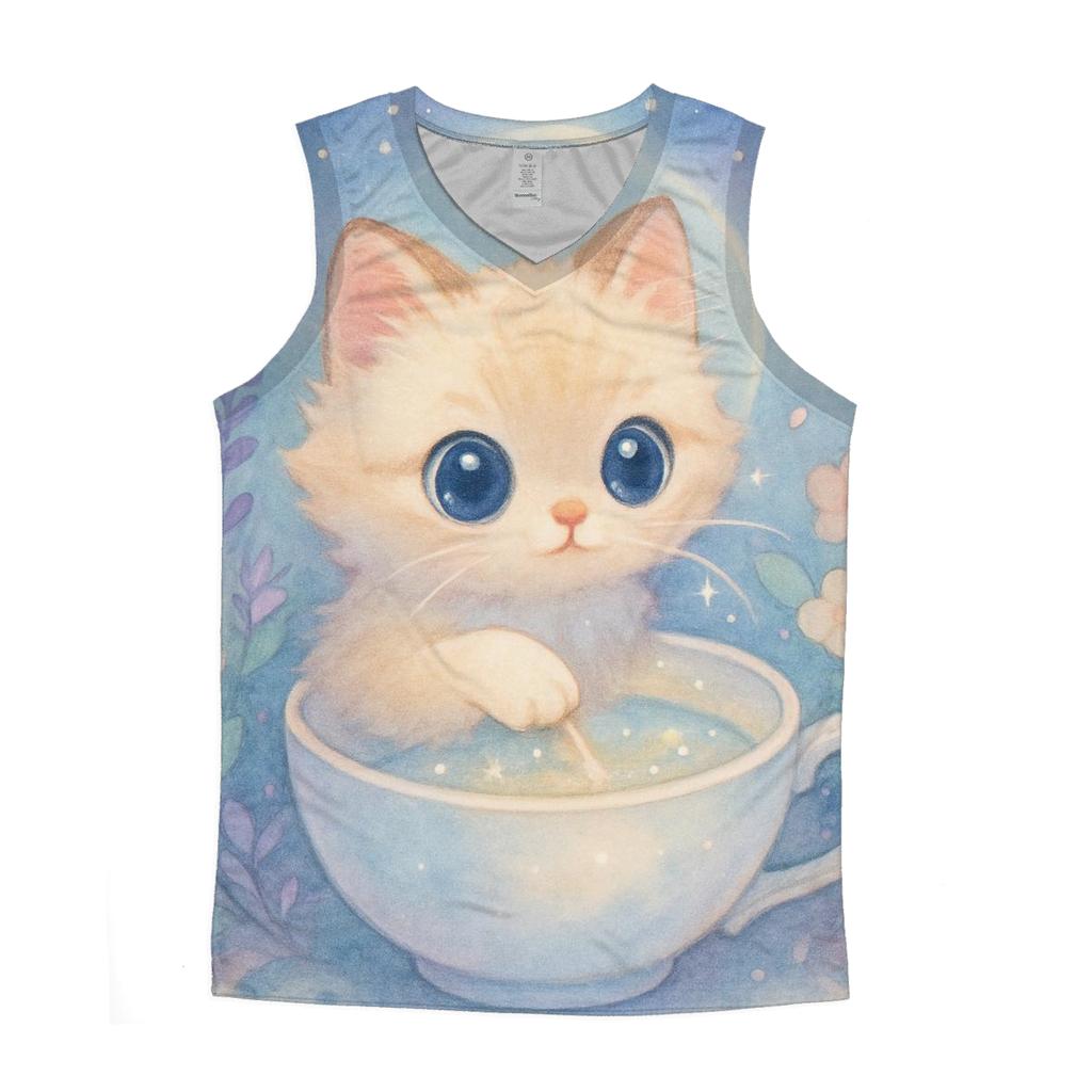 Moonlit Teacup Kitten Garden graphic print tank tops