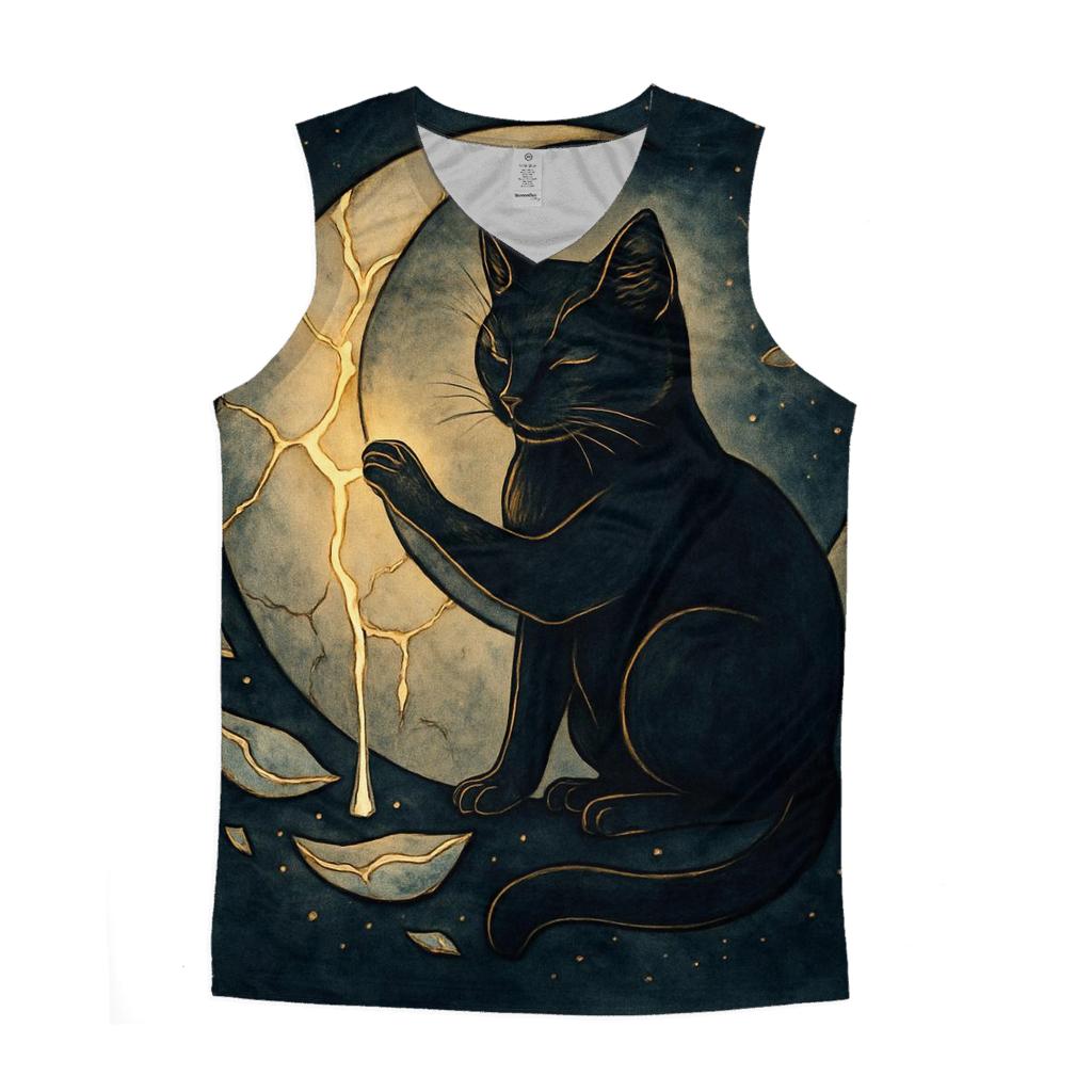 Lunar Kintsugi Guardian Cat graphic print tank tops
