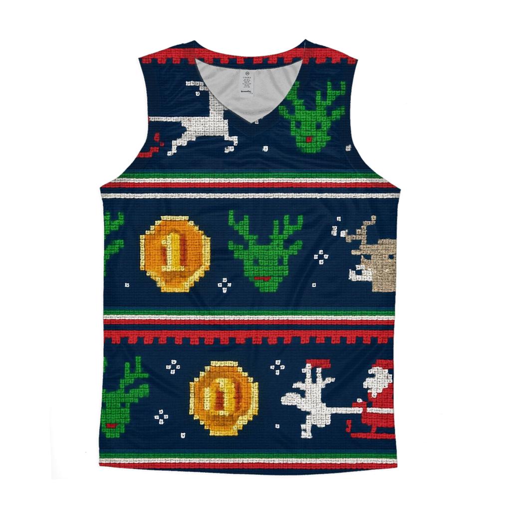 Santa Sleigh Arcade Stripe Design designer workout tanks