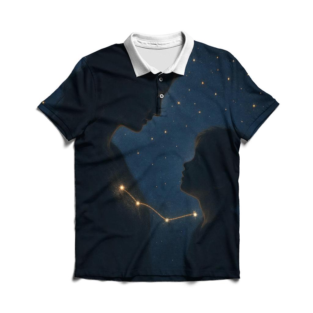 The Constellation Between Two Hearts premium cotton polo shirts
