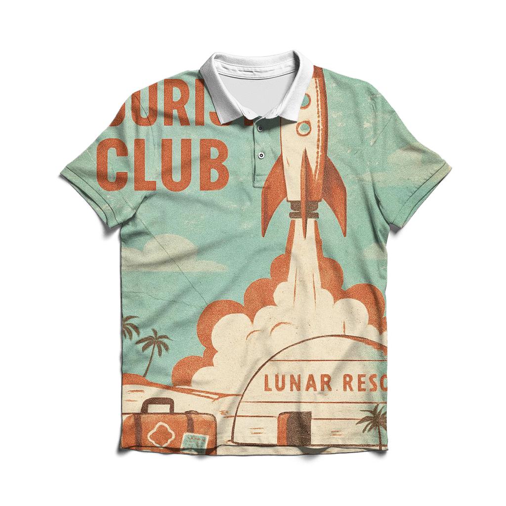 Apollo Era Space Tourist Postcard casual sports polo shirts