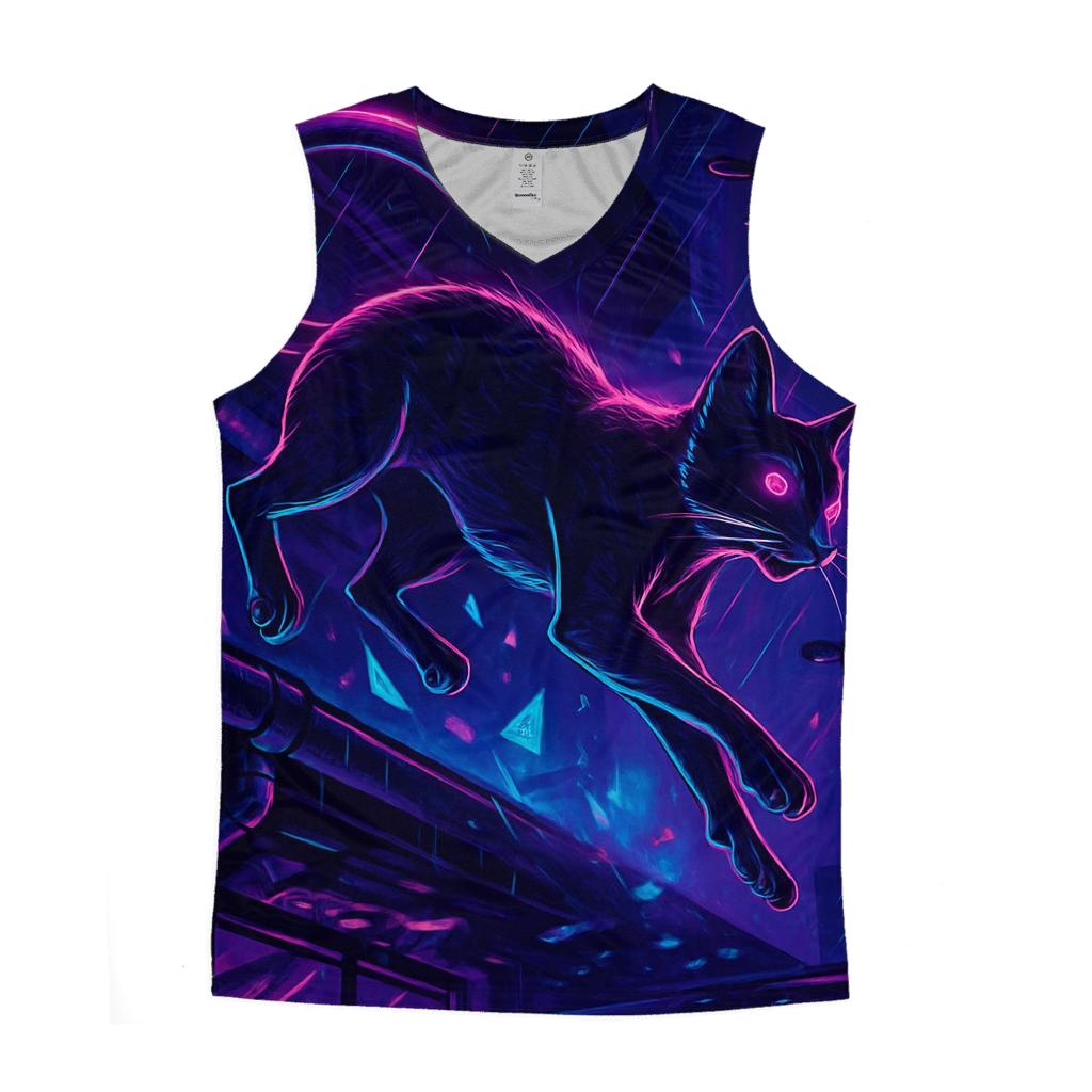 Neon Alley Cipher Cat Courier cotton sleeveless tops