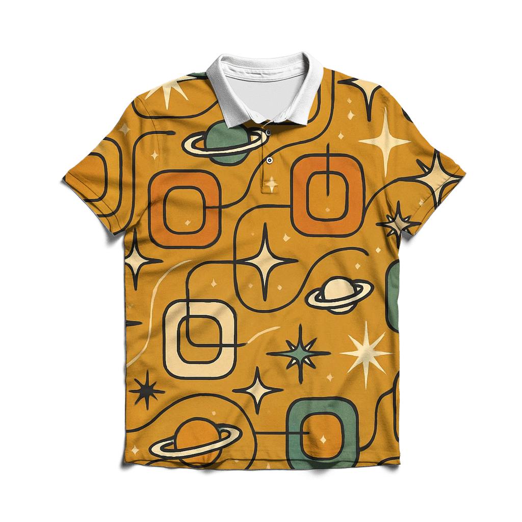 Groovy Space Age Pattern Parade personalized polo shirts