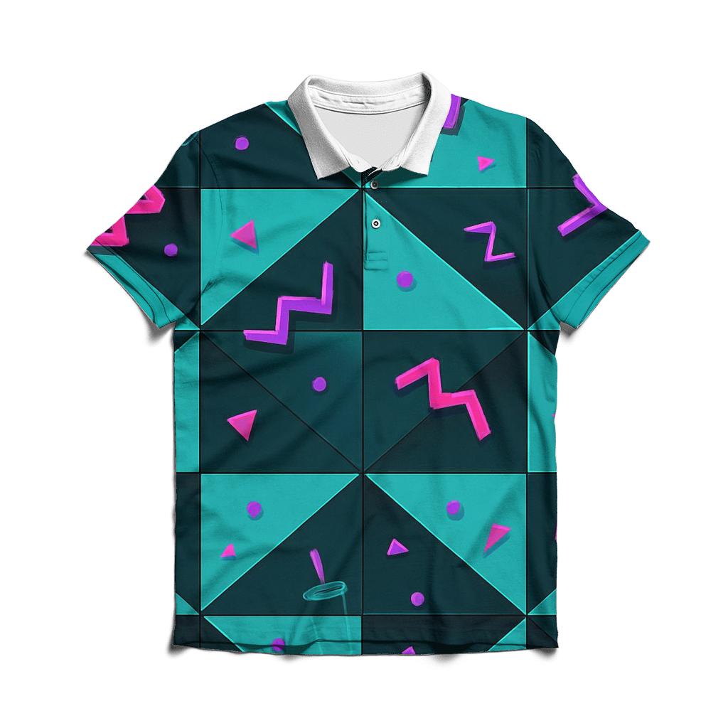 Mall Food Court Neon Tiles stylish collar polo tees