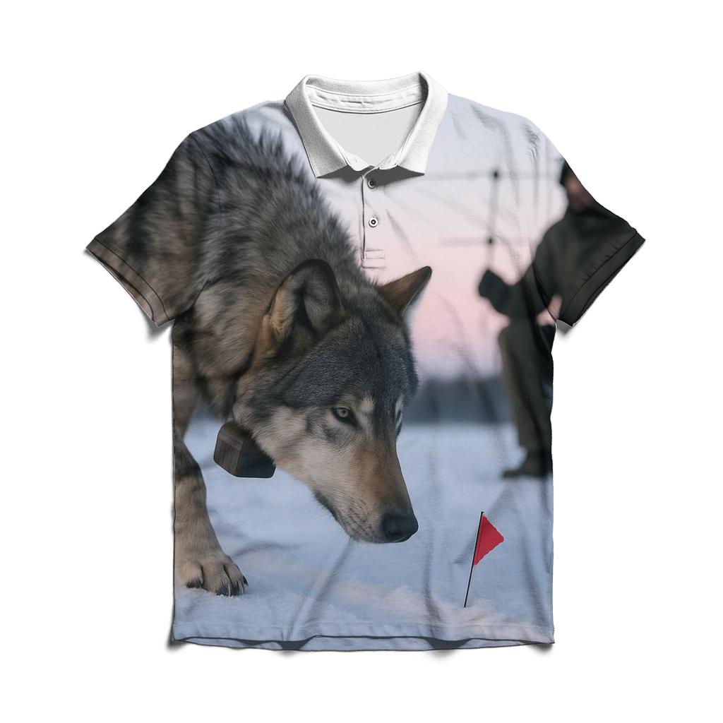 Radio Collared Wolf At Boreal Rewilding Checkpoint designer slim fit polos