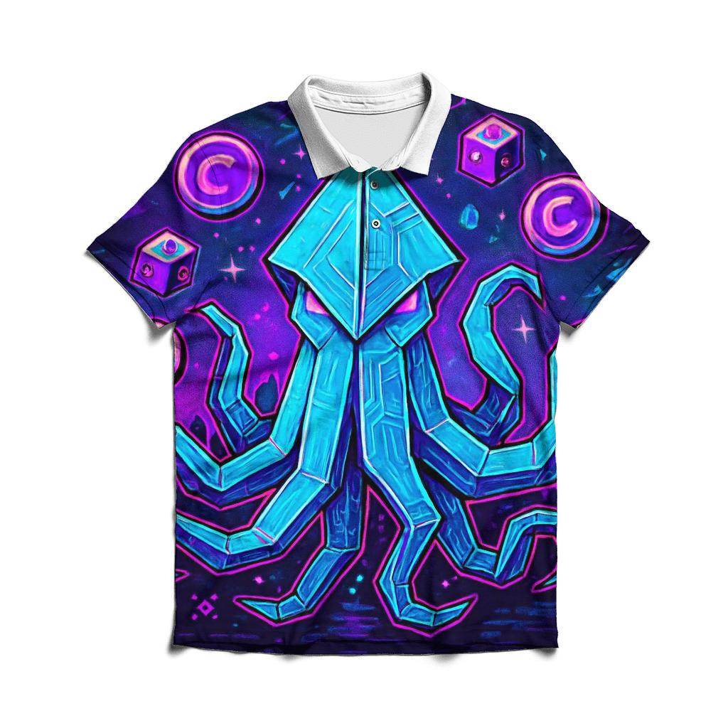 Neon Origami Kraken classic pique polos