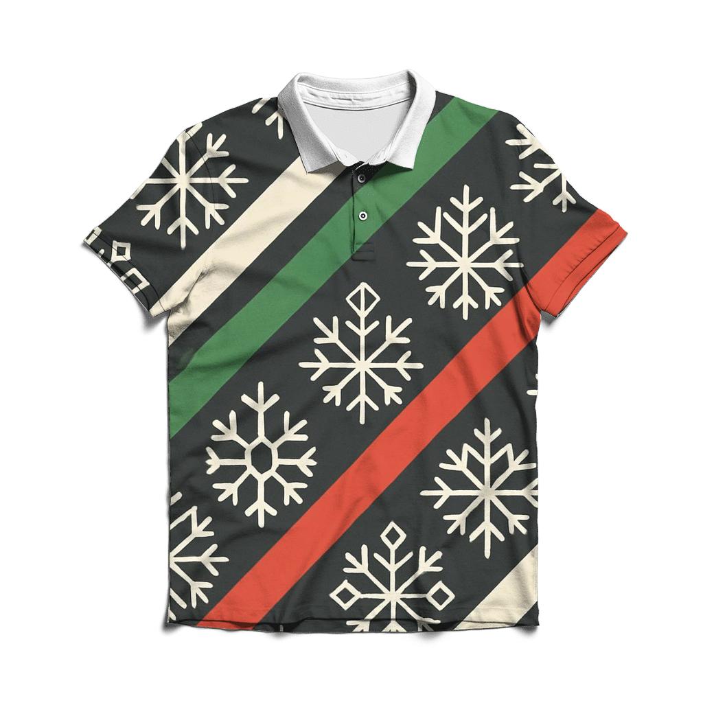 Snowflake Tessellation Candy Stripe Night branded logo polo shirts