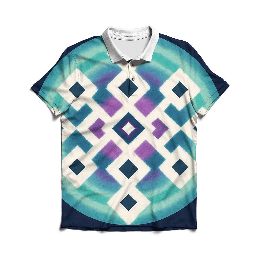 Aurora Itajime Lattice Mandala embroidered polo tops