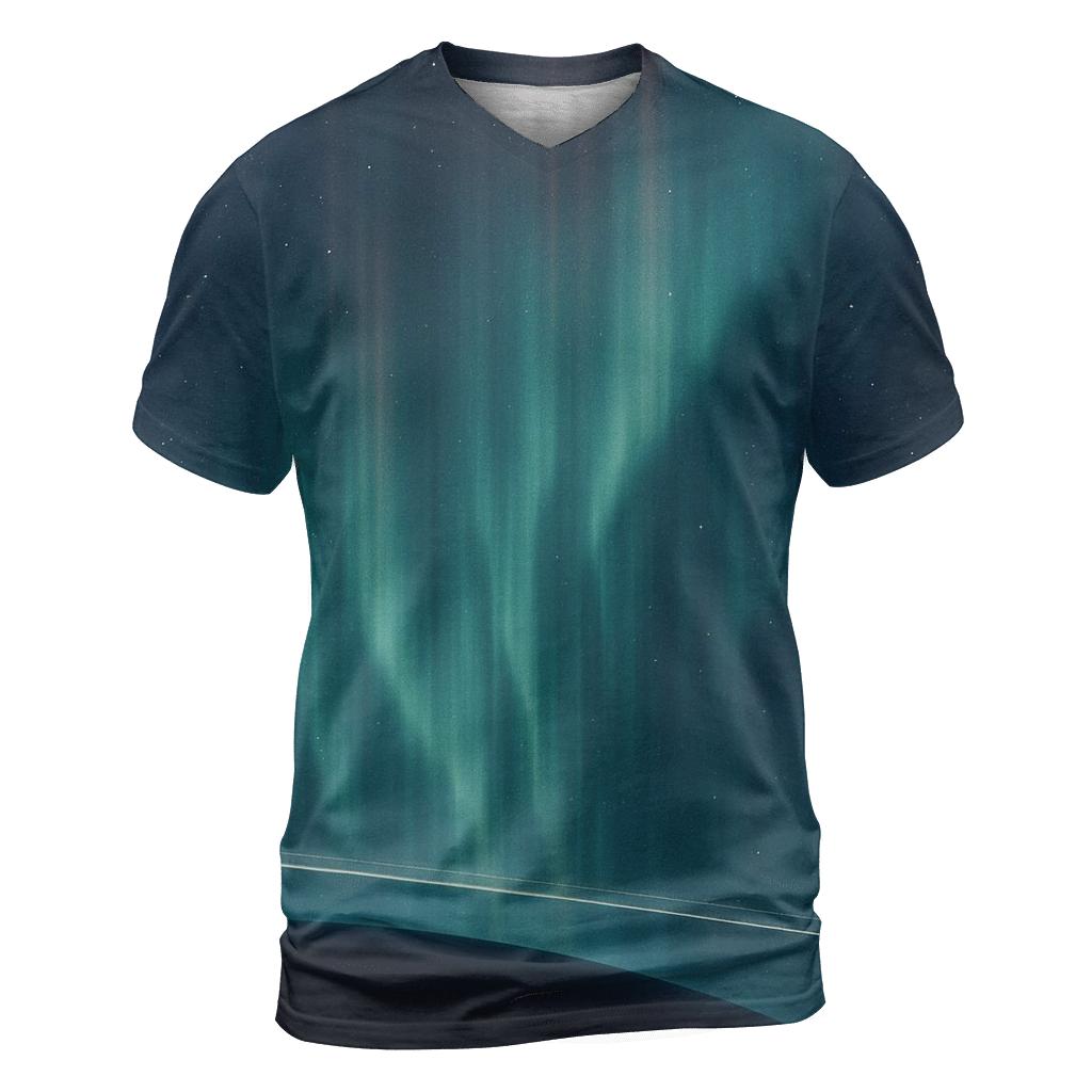 Aurora Curtain Over Polar Ring Plane statement graphic shirts