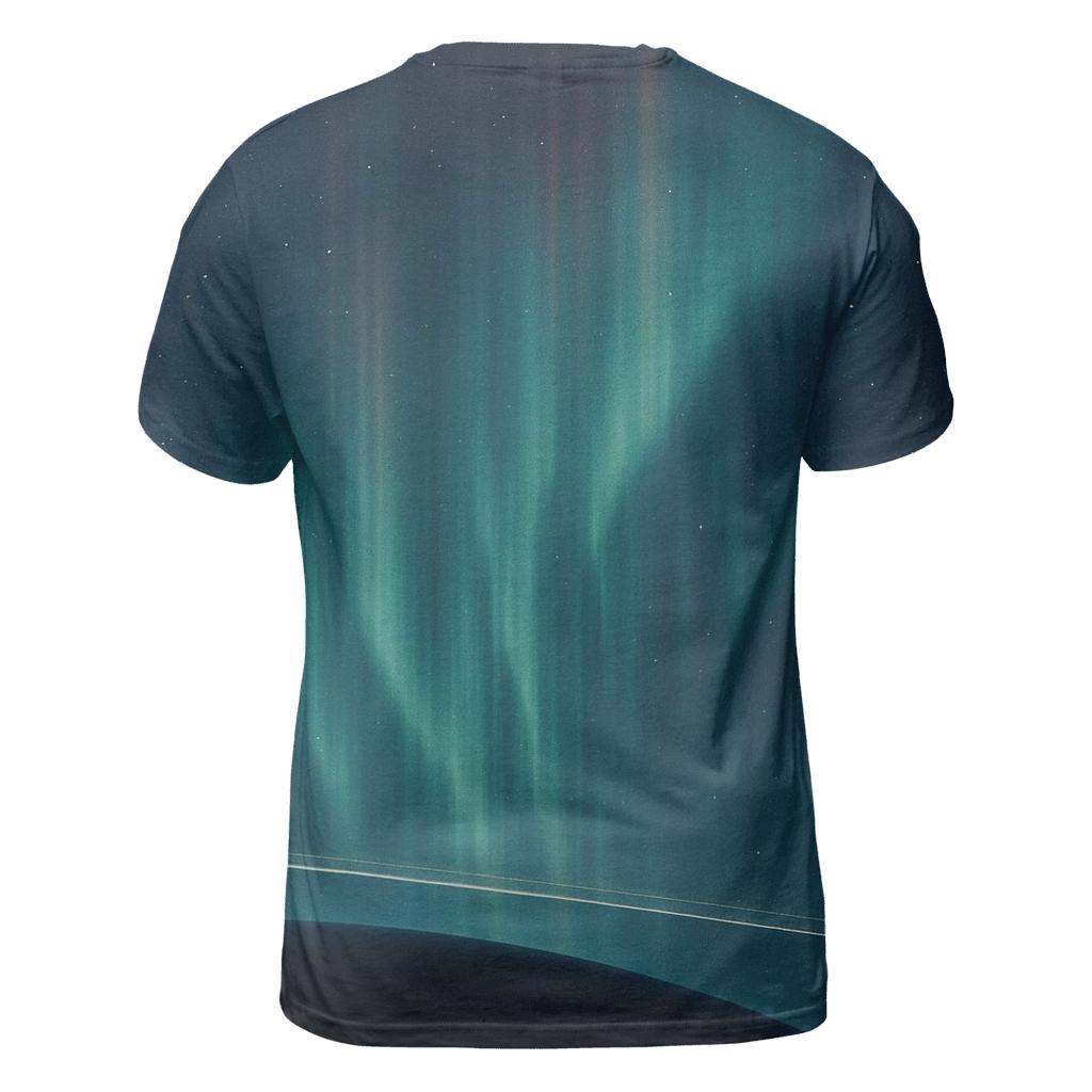 Aurora Curtain Over Polar Ring Plane statement graphic shirts