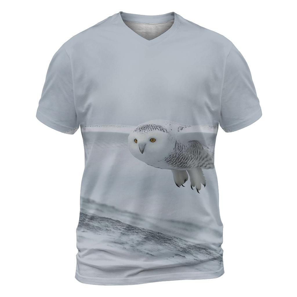 Frostline Forager Snowy Owl artistic all-over print tops
