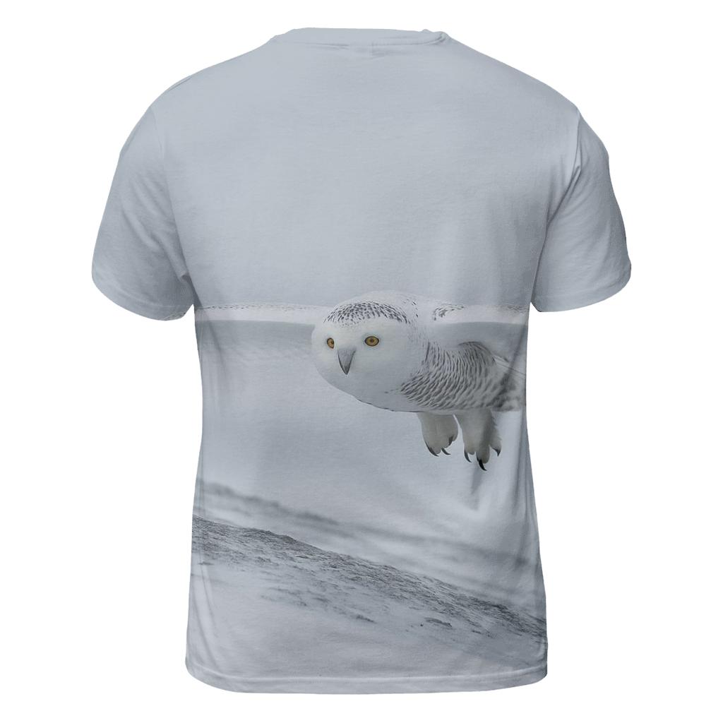 Frostline Forager Snowy Owl artistic all-over print tops