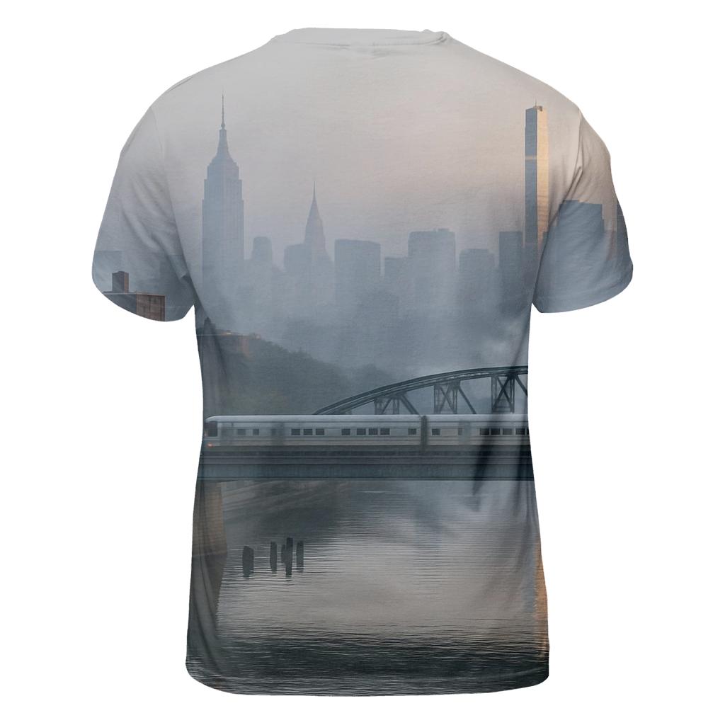 Harlem River Mist Over The Manhattan Skyline artistic all-over print tops