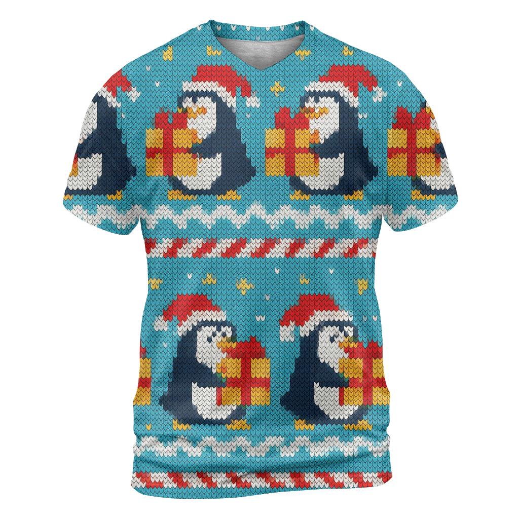Jolly Penguin Present Parade Design trendy printed shirt styles