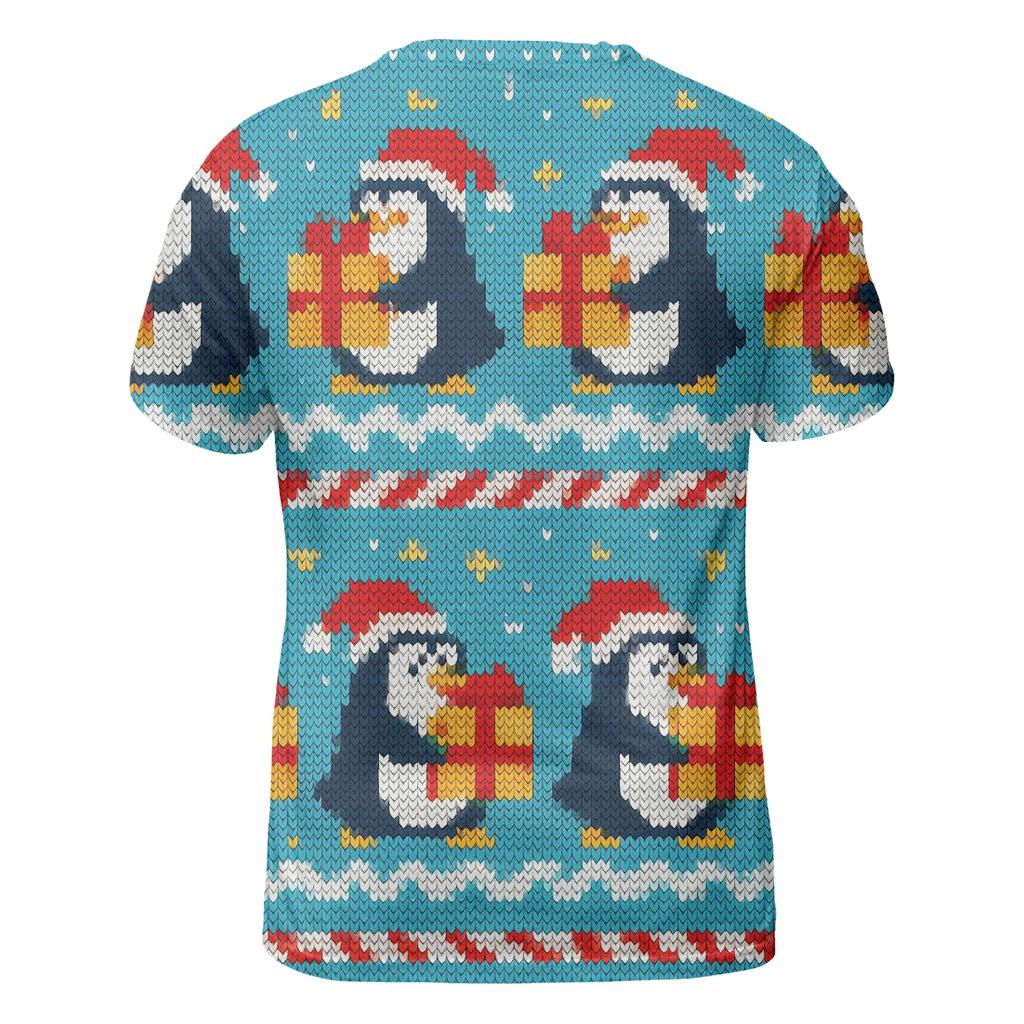 Jolly Penguin Present Parade Design trendy printed shirt styles