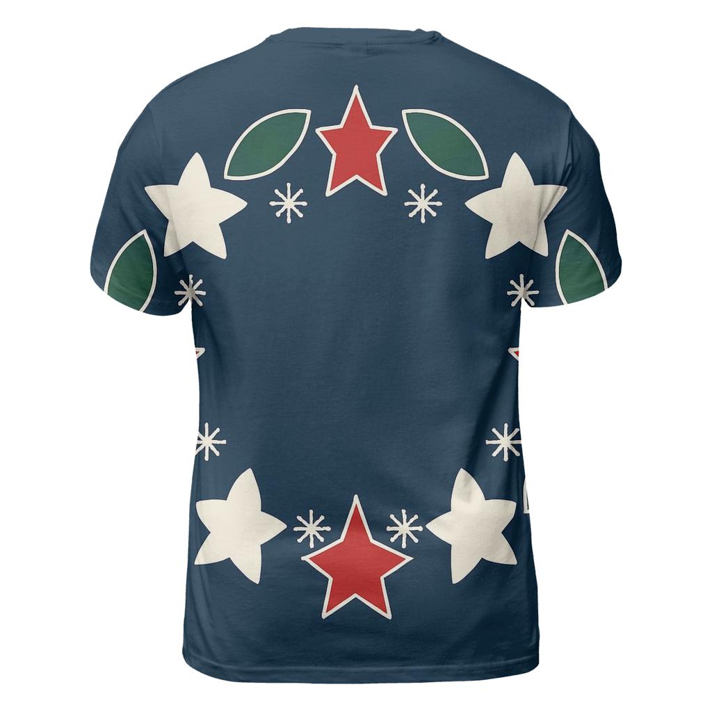 Starlit Holly Orbit Wreath vibrant all-over design tees
