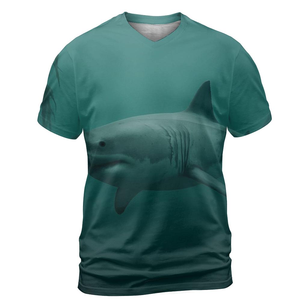 Kelp Shadow Patrol Great White Shark vibrant all-over design tees