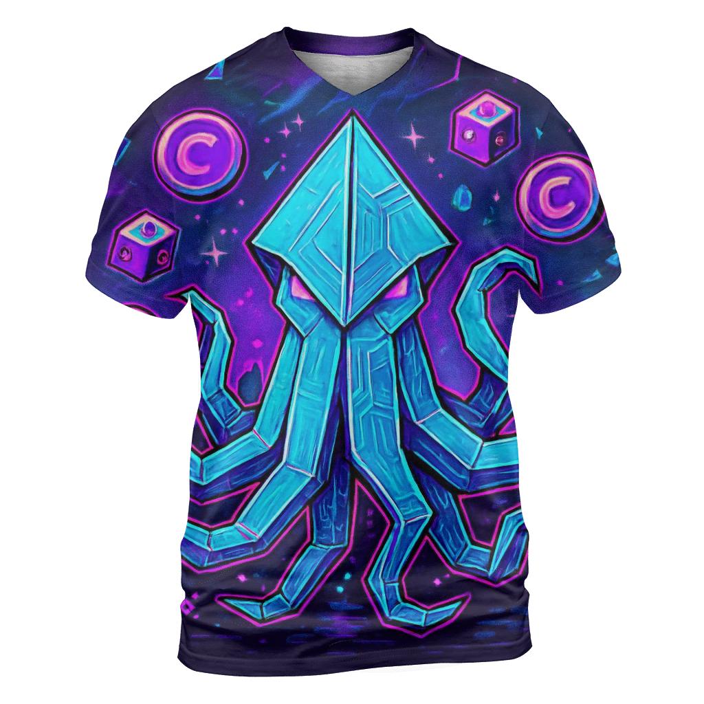 Neon Origami Kraken unique graphic print tees
