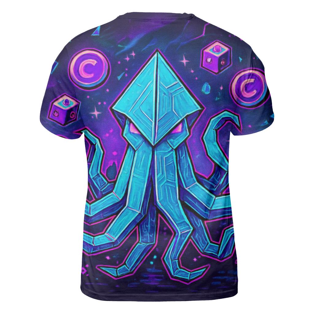 Neon Origami Kraken unique graphic print tees