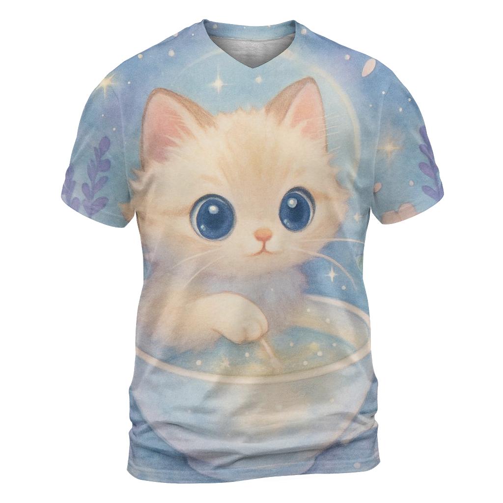 Moonlit Teacup Kitten Garden unique graphic print tees