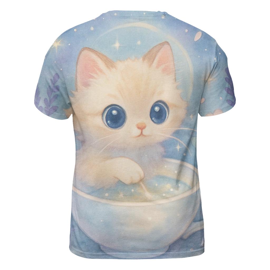 Moonlit Teacup Kitten Garden unique graphic print tees