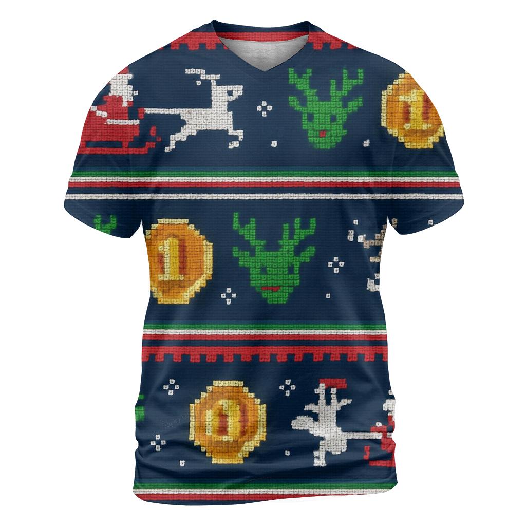 Santa Sleigh Arcade Stripe Design unique graphic print tees