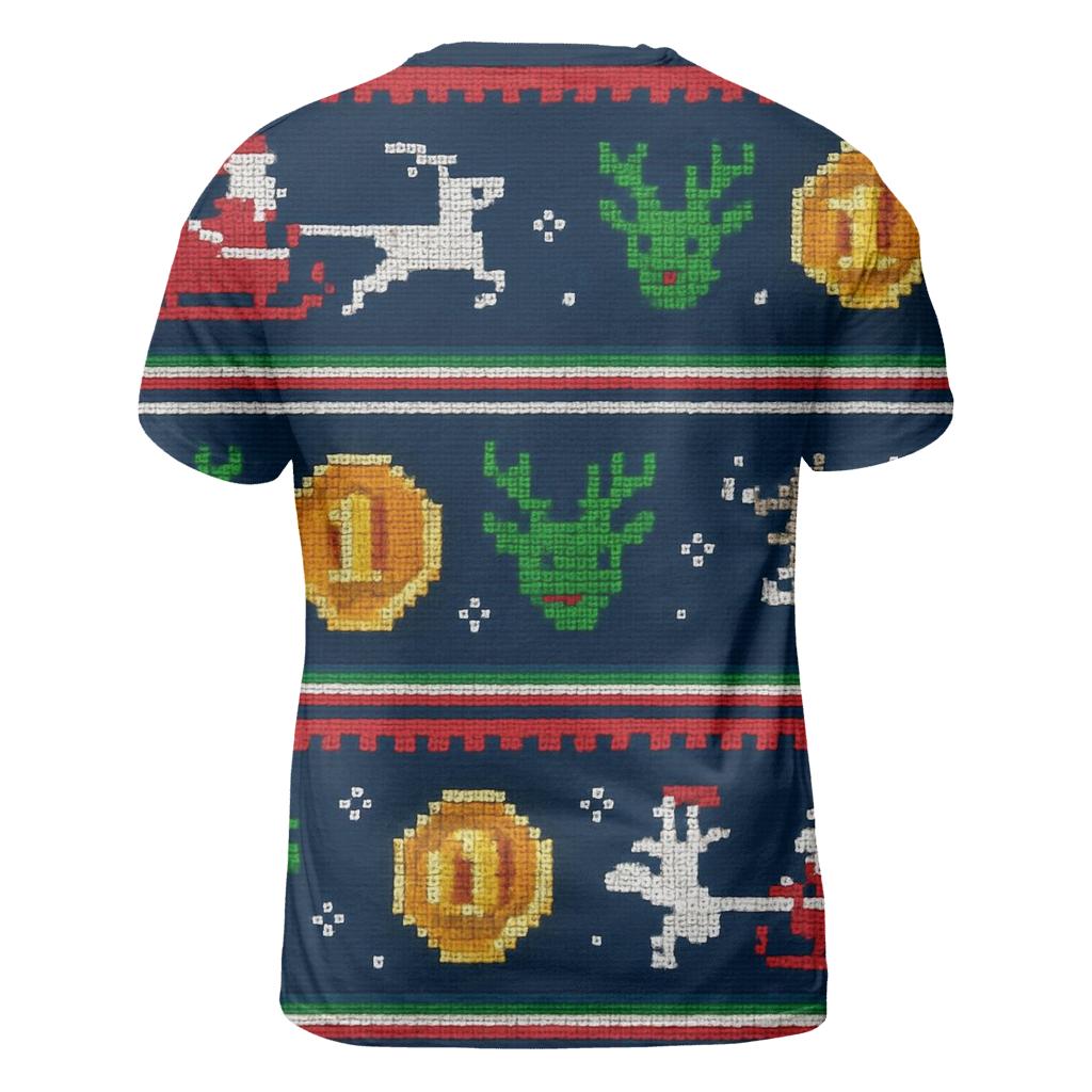 Santa Sleigh Arcade Stripe Design unique graphic print tees