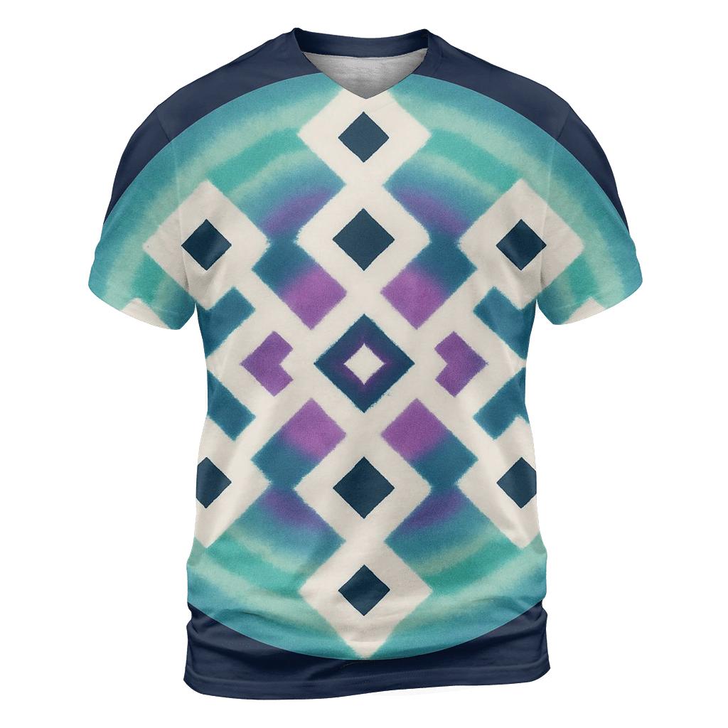 Aurora Itajime Lattice Mandala vibrant all-over design tees
