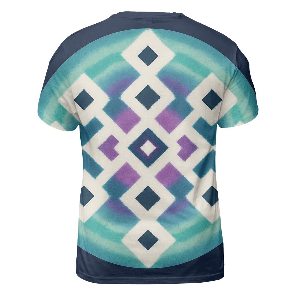 Aurora Itajime Lattice Mandala vibrant all-over design tees