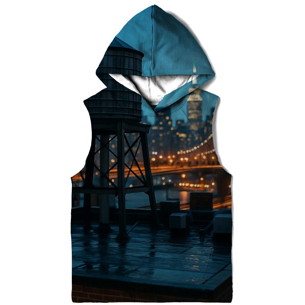 Rooftop Water Tower Foreground With Midtown After Rain pullover hoodies
