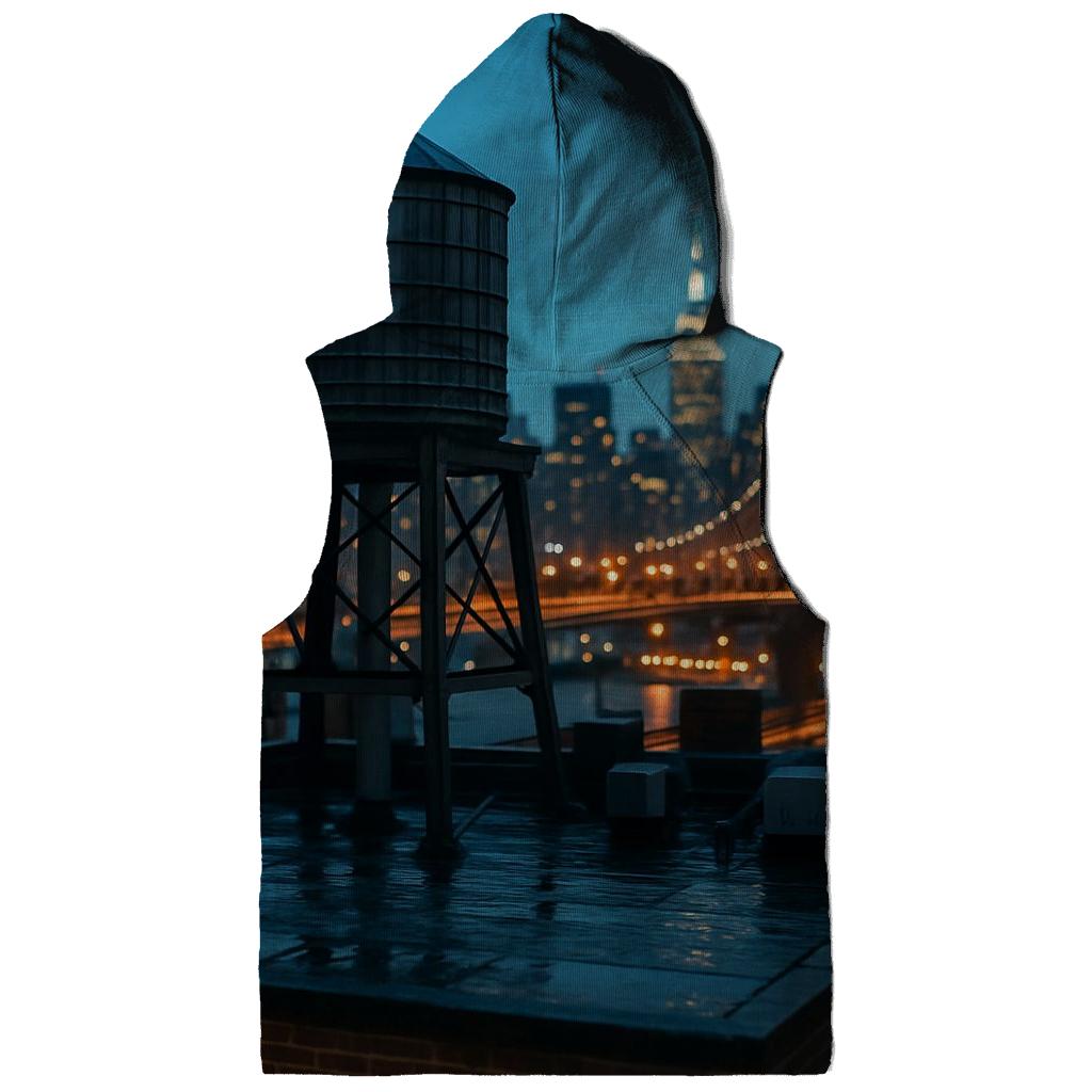 Rooftop Water Tower Foreground With Midtown After Rain pullover hoodies