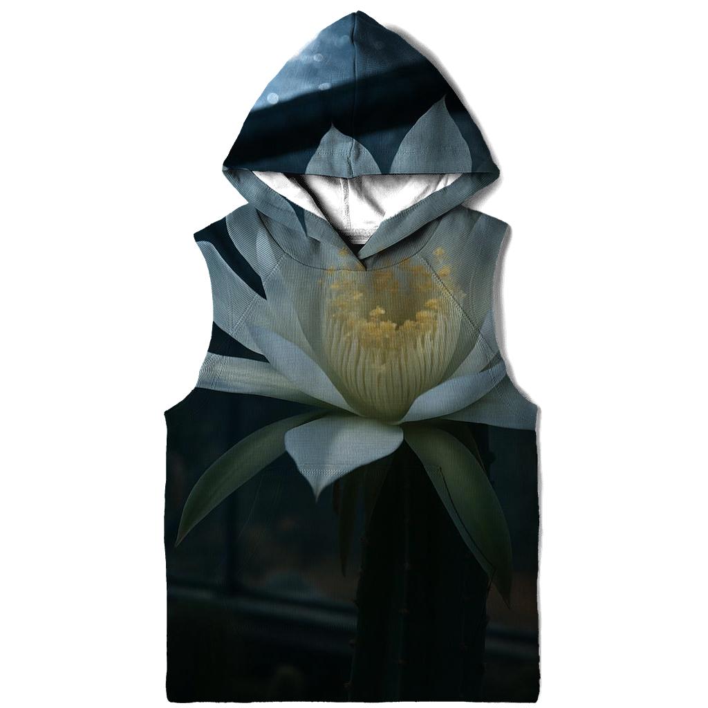 Night Blooming Cereus Opening In A Desert Greenhouse printed hoodies