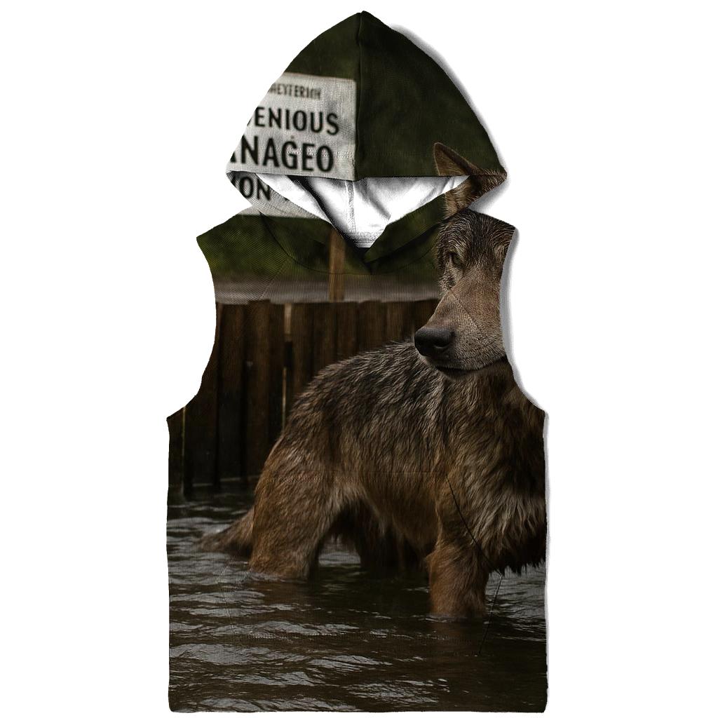 Coastal Wolf At Salmon Weir During Autumn Run printed hoodies