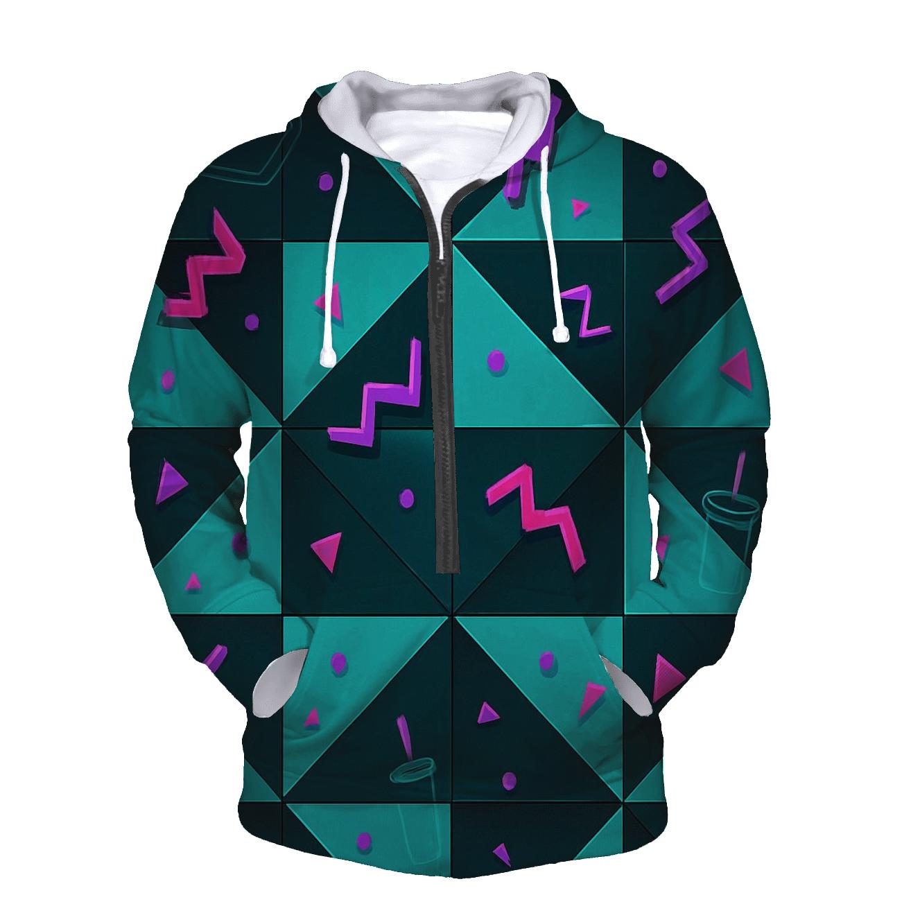 Mall Food Court Neon Tiles zip-up hoodies