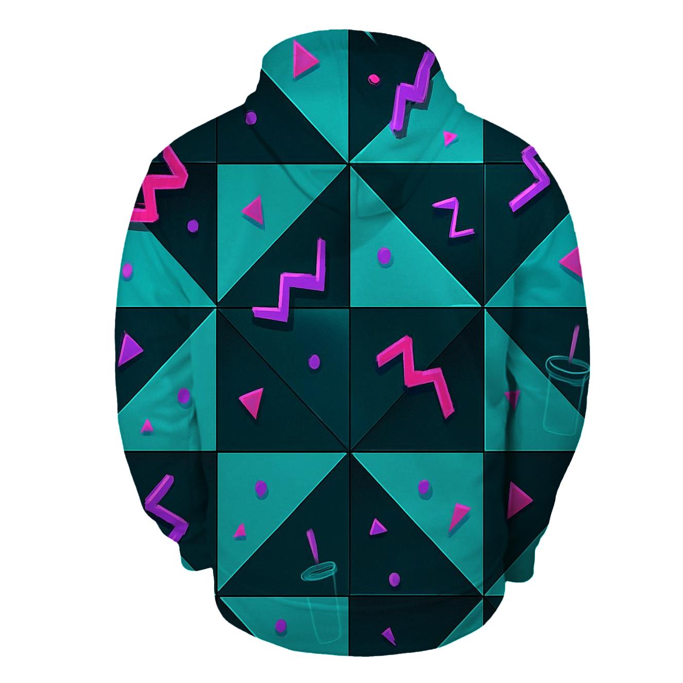 Mall Food Court Neon Tiles zip-up hoodies