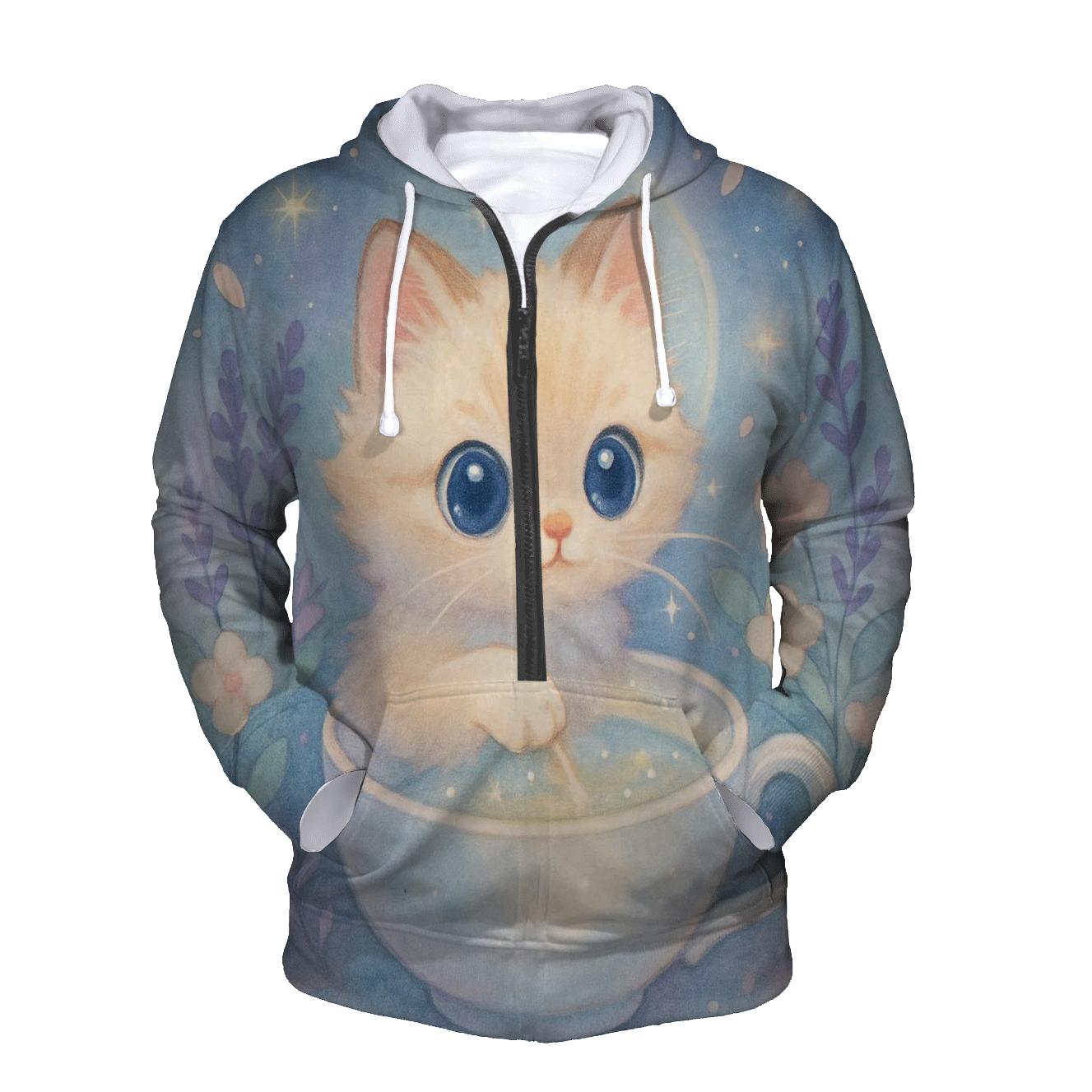 Moonlit Teacup Kitten Garden graphic hoodies