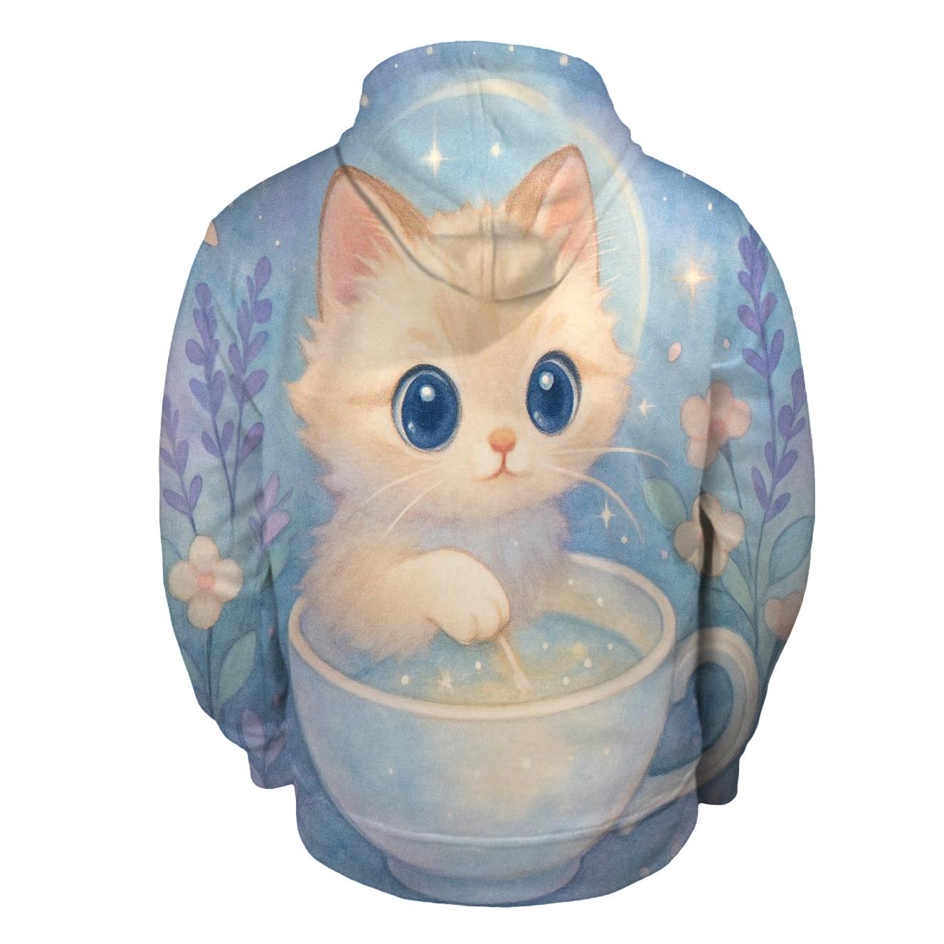 Moonlit Teacup Kitten Garden graphic hoodies
