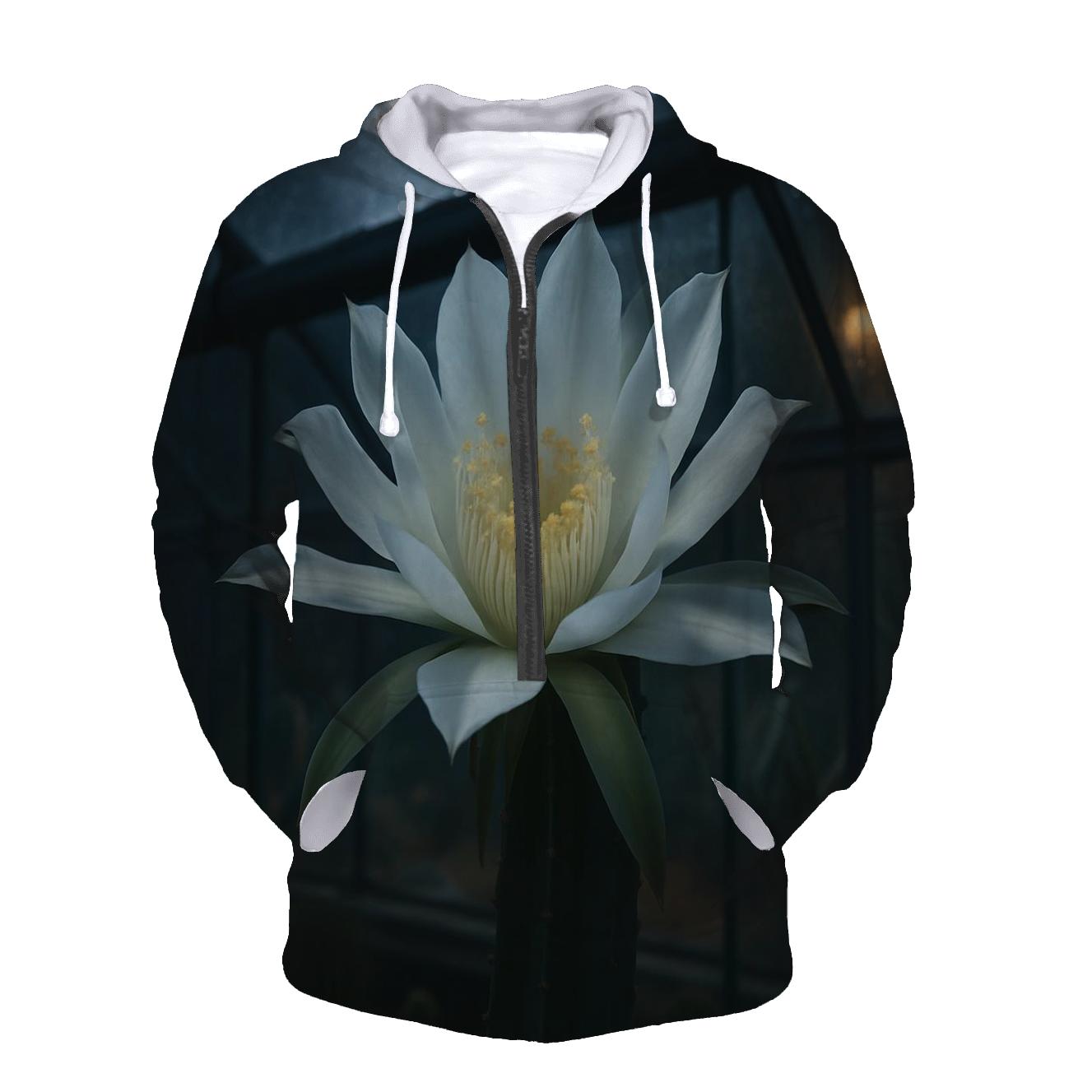 Night Blooming Cereus Opening In A Desert Greenhouse lightweight hoodies