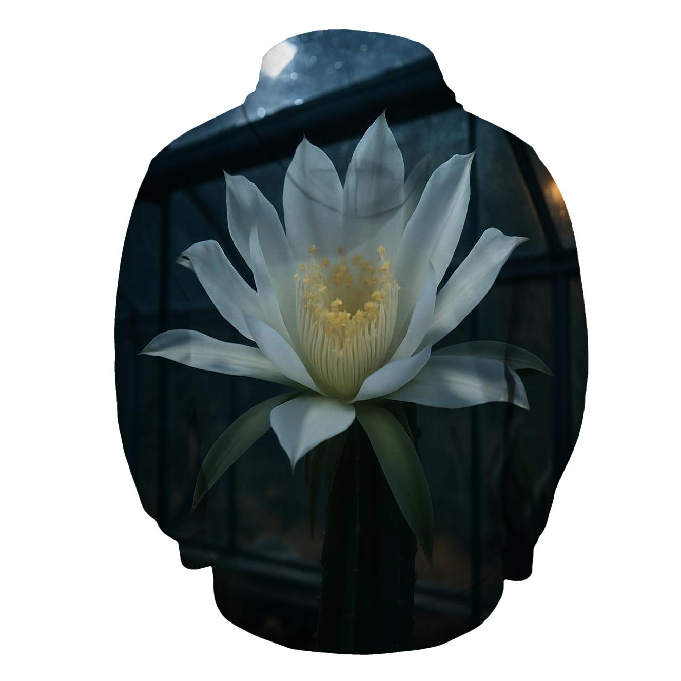 Night Blooming Cereus Opening In A Desert Greenhouse lightweight hoodies