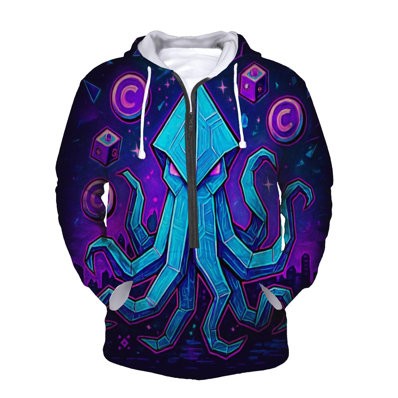 Neon Origami Kraken pullover hoodies