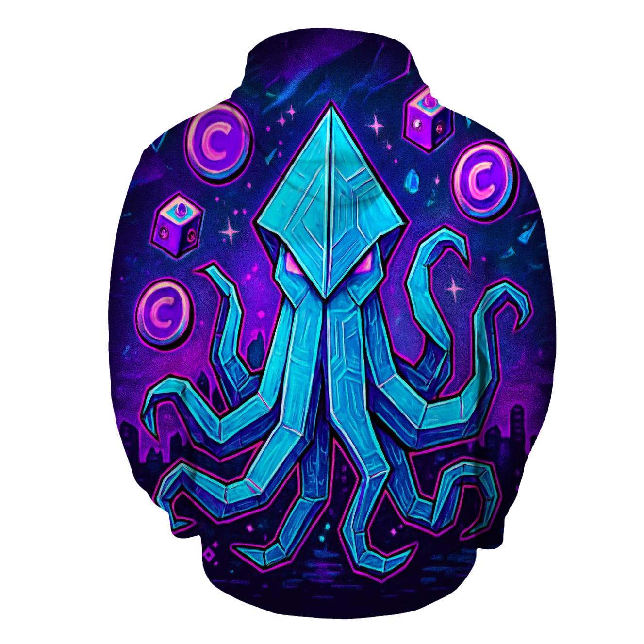 Neon Origami Kraken pullover hoodies