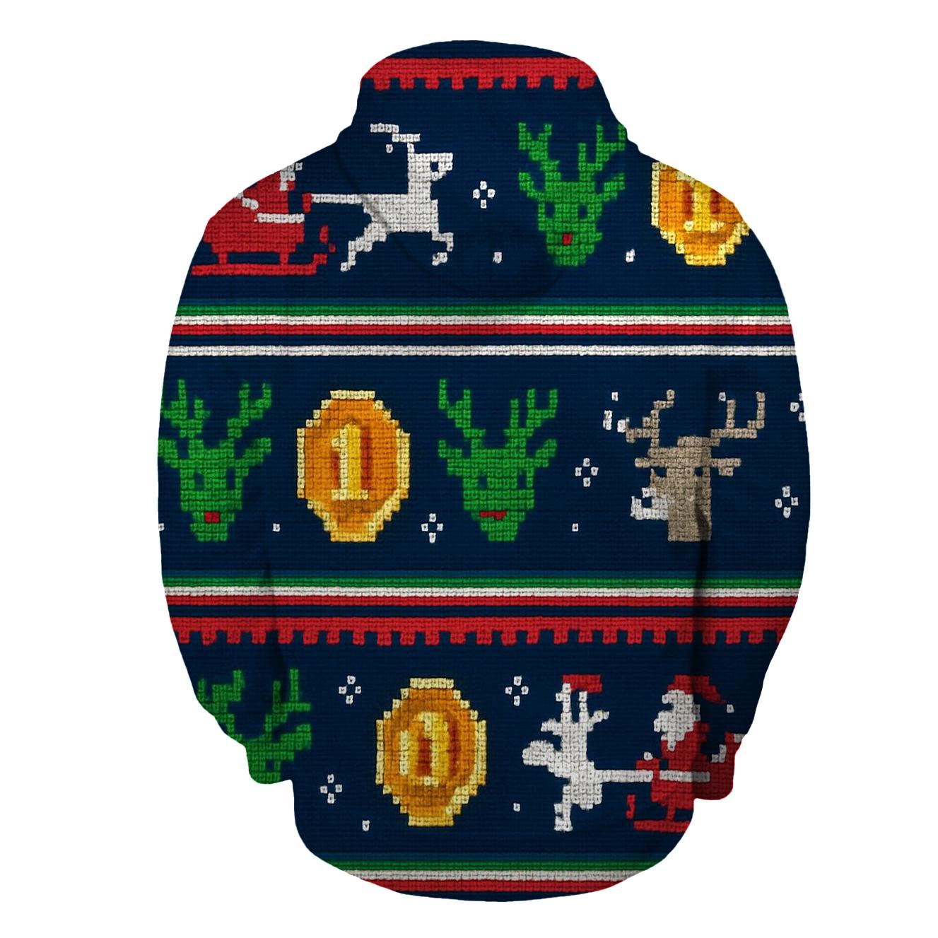 Santa Sleigh Arcade Stripe Design lightweight hoodies