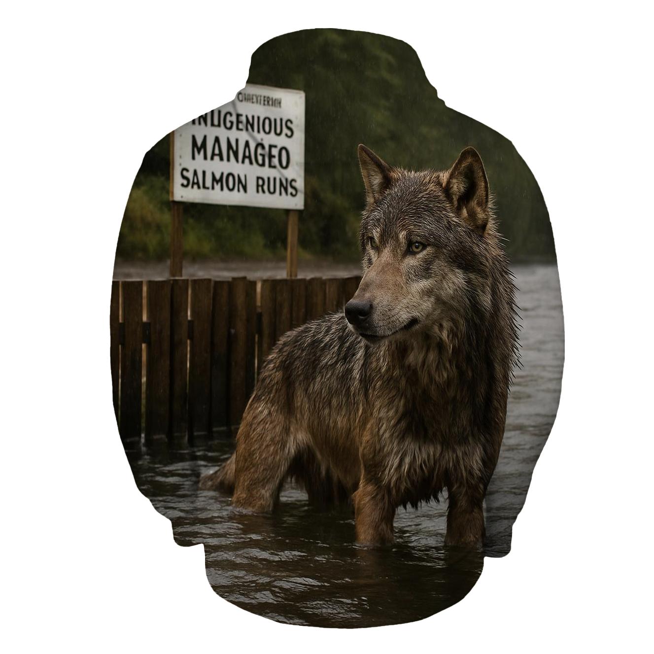Coastal Wolf At Salmon Weir During Autumn Run custom hoodies